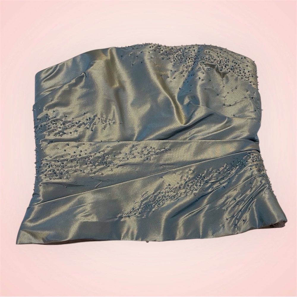Formal Beaded Silk Strapless Top